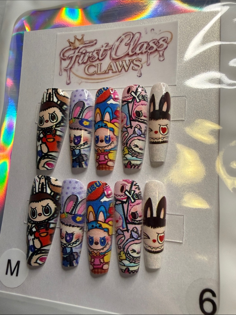 First Class Claws Pastel Cartoon Press-On Nails - Pink Multicolor